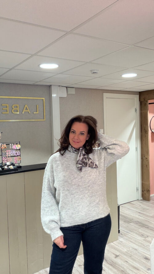 Basic Knitted trui Grey-azzurro-truien en vesten Label-L