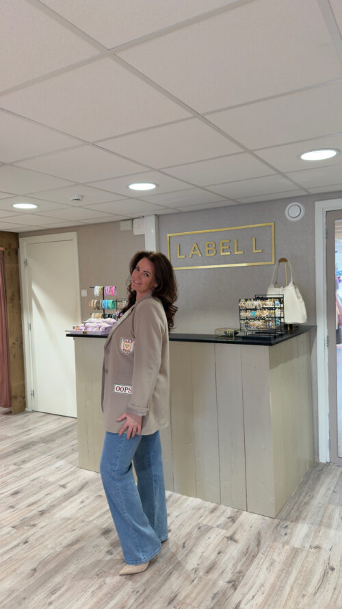 Blazer embleem taupe Biba-blazers Label-L